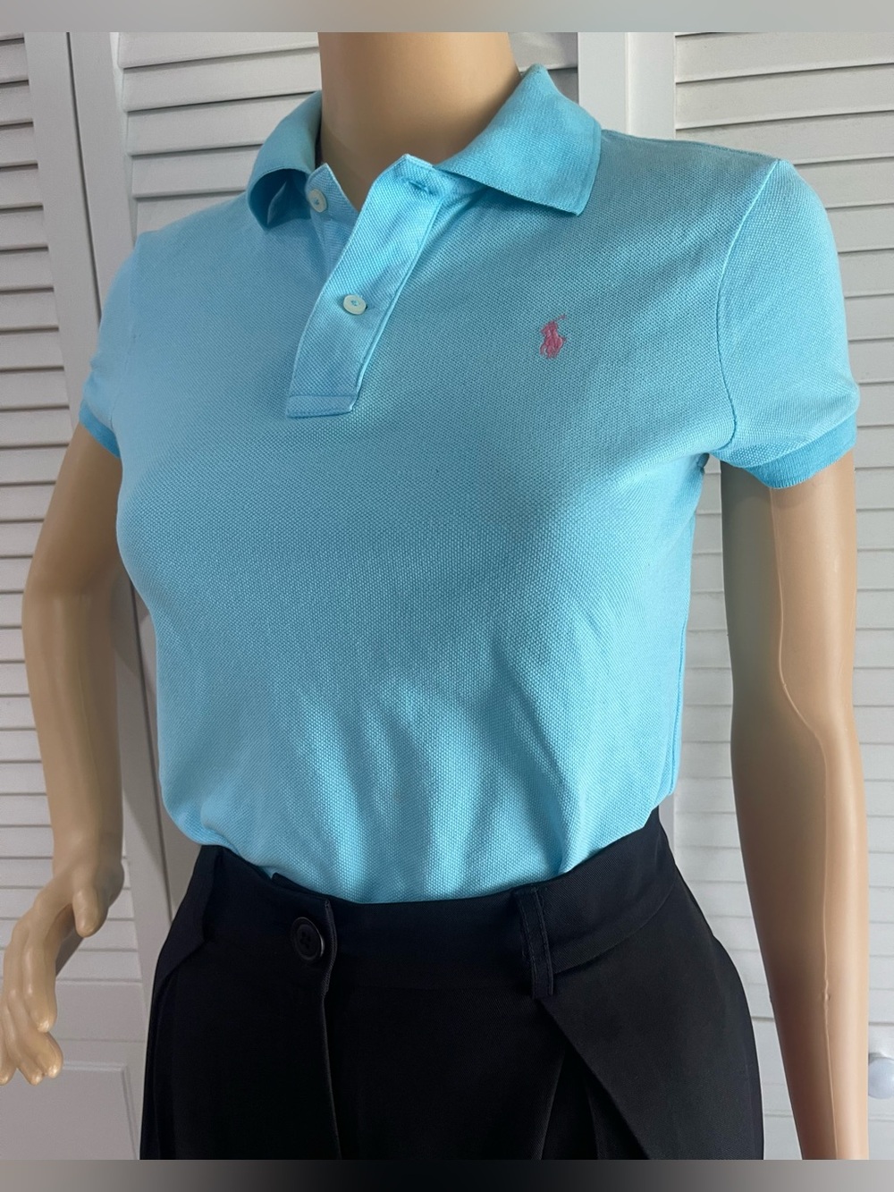 Polo by Ralph Lauren Light Blue Polo Shirt with Pink Pony